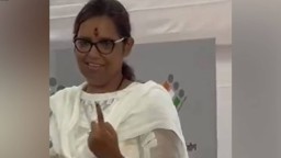Congress' Mumbai North Central candidate Varsha Gaikwad casts vote during fifth phase in Mumbai